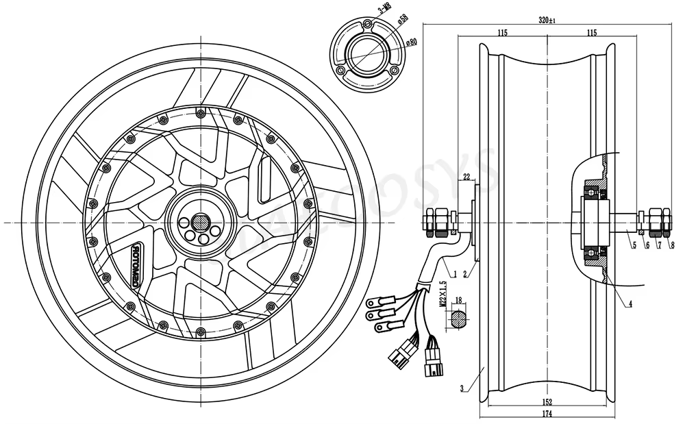 12000W Electric Motorcycle Hub Motor - Kit de Conversión de Motocicleta Eléctrica